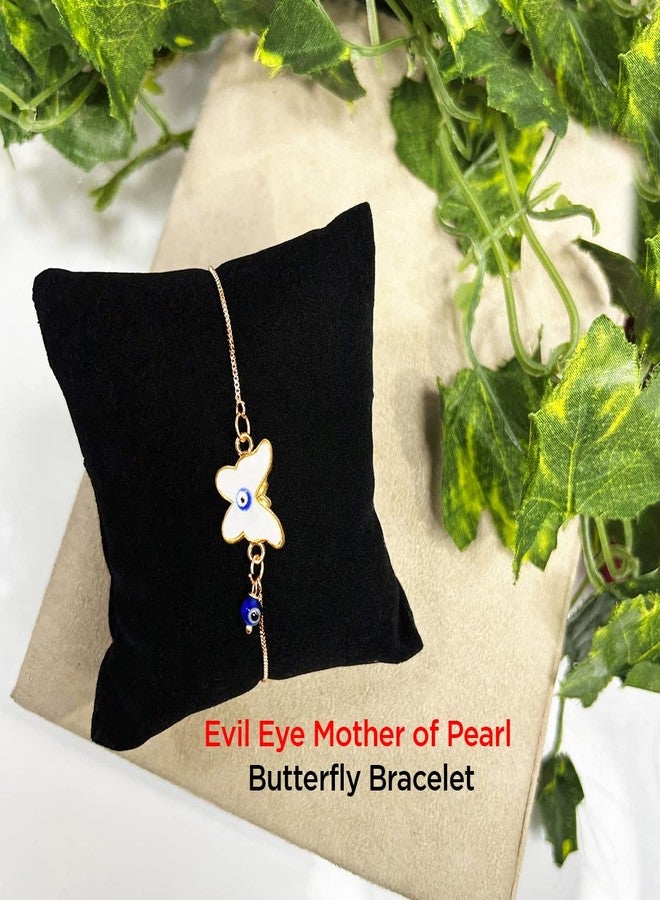 9Dzine Evil Eye Mother Of Pearl Butterfly Bracelet Gift for Women | Adjustable Chain Bracelets For Woman | Birthday Gifts For Girls | Aesthetic Jewellery & Gifts For Girlfriend - Image 2