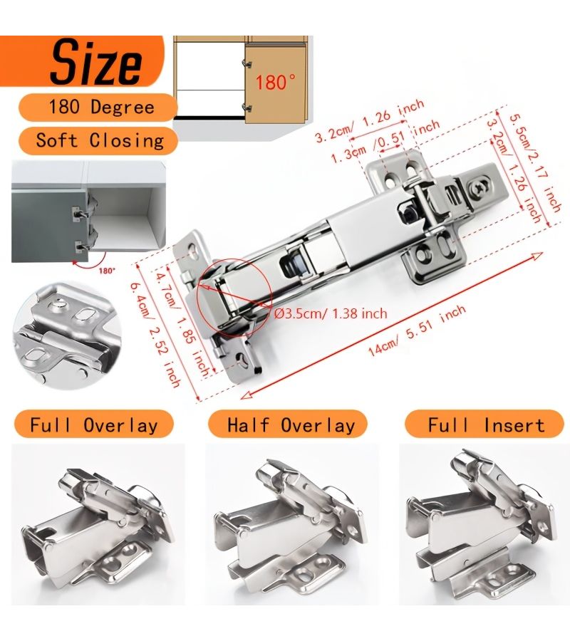 Zula 6 Pcs 180 Degree Large Bend Half Overlay Concealed Hinge - Image 4