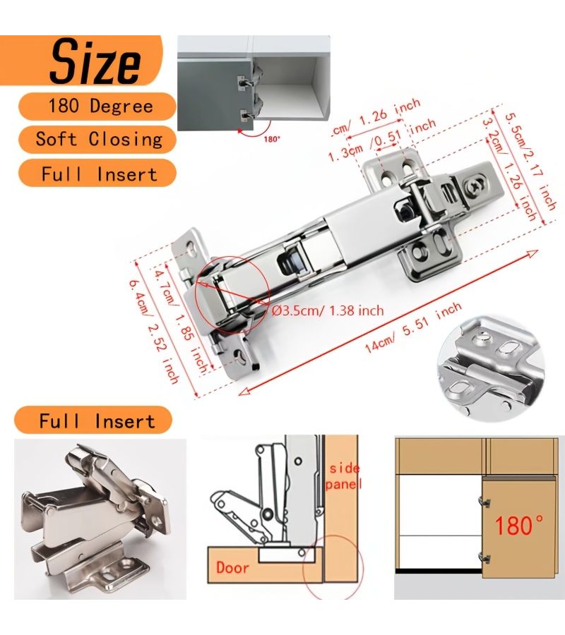 Zula 6 Pcs 180 Degree Large Bend Half Overlay Concealed Hinge - Image 3