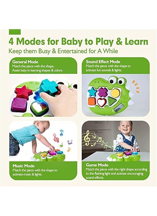 DURKU Musical Shape Sorter Toys for Toddlers - Educational Montessori Toy with Light-up Sorting Cube and 6 Shapes - Size Matching Game - Ages 12-18 Months  - Image 4