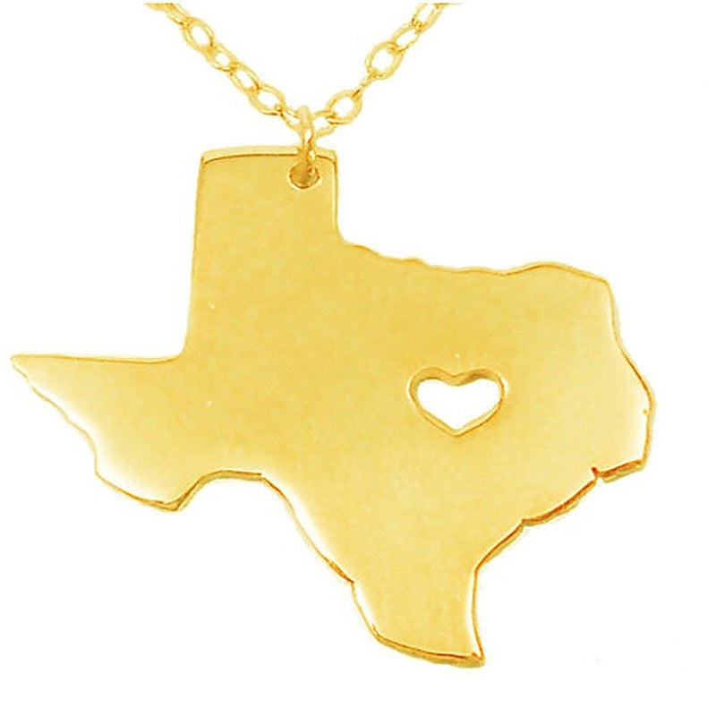 Meiligo 18K Gold Silver Country Map Charm Pendant State of Texas Map Necklace Jewelry (Gold) - Image 5
