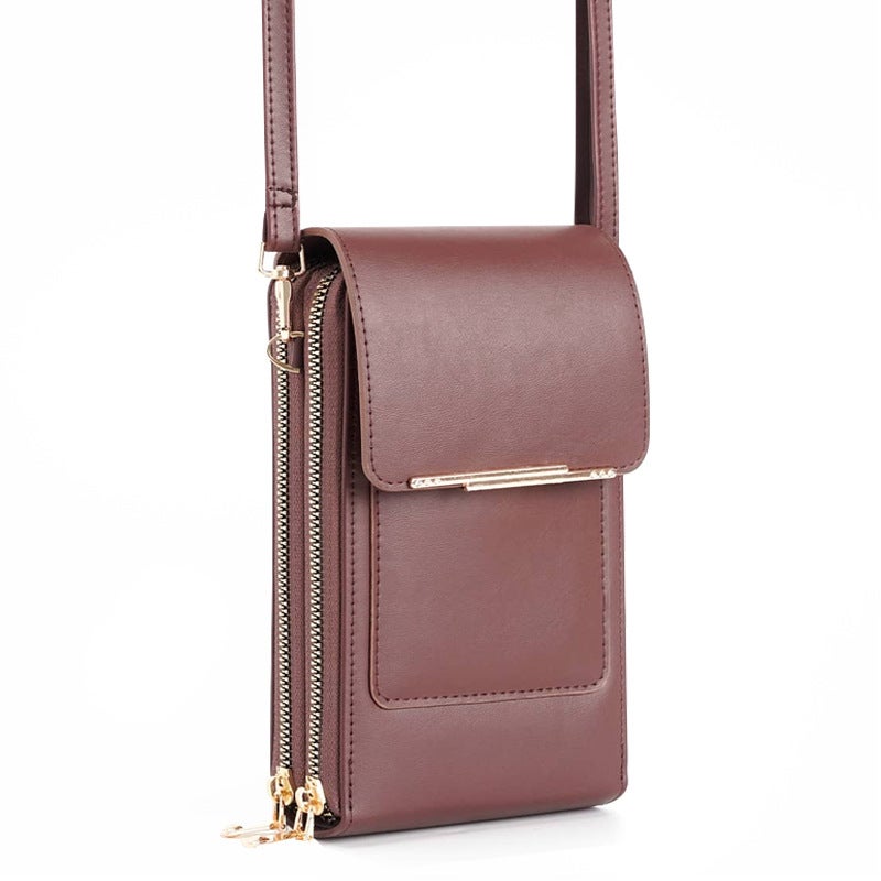 2023 Touch Screen Phone Bag Solid Color Simple Trendy Wallet Shoulder Bag Crossbody Bag Women'S Bag Portable - Image 1