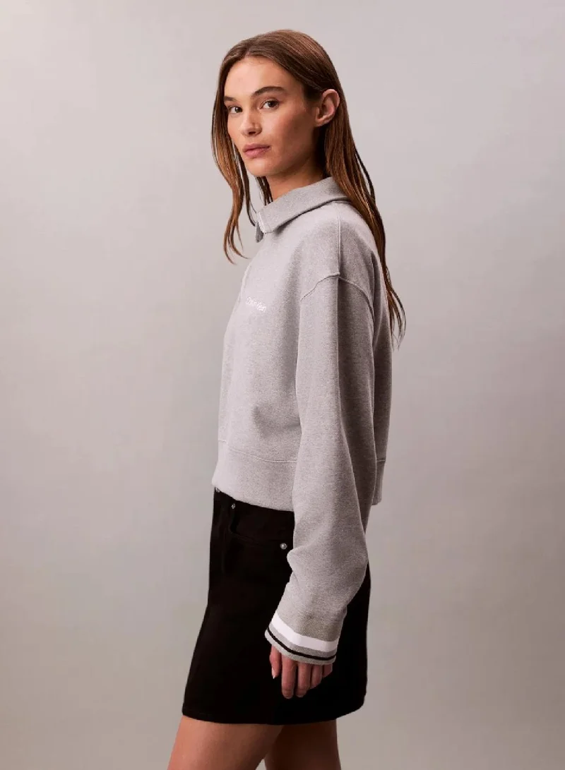 Calvin Klein B10 Grey Heather French Terry 1/4 Zip Sweatshirt for Women | Best Price UAE