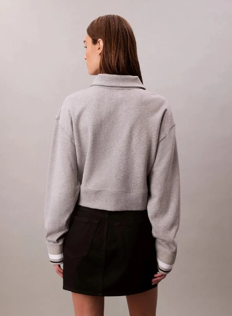 Calvin Klein B10 Grey Heather French Terry 1/4 Zip Sweatshirt for Women | Best Price UAE