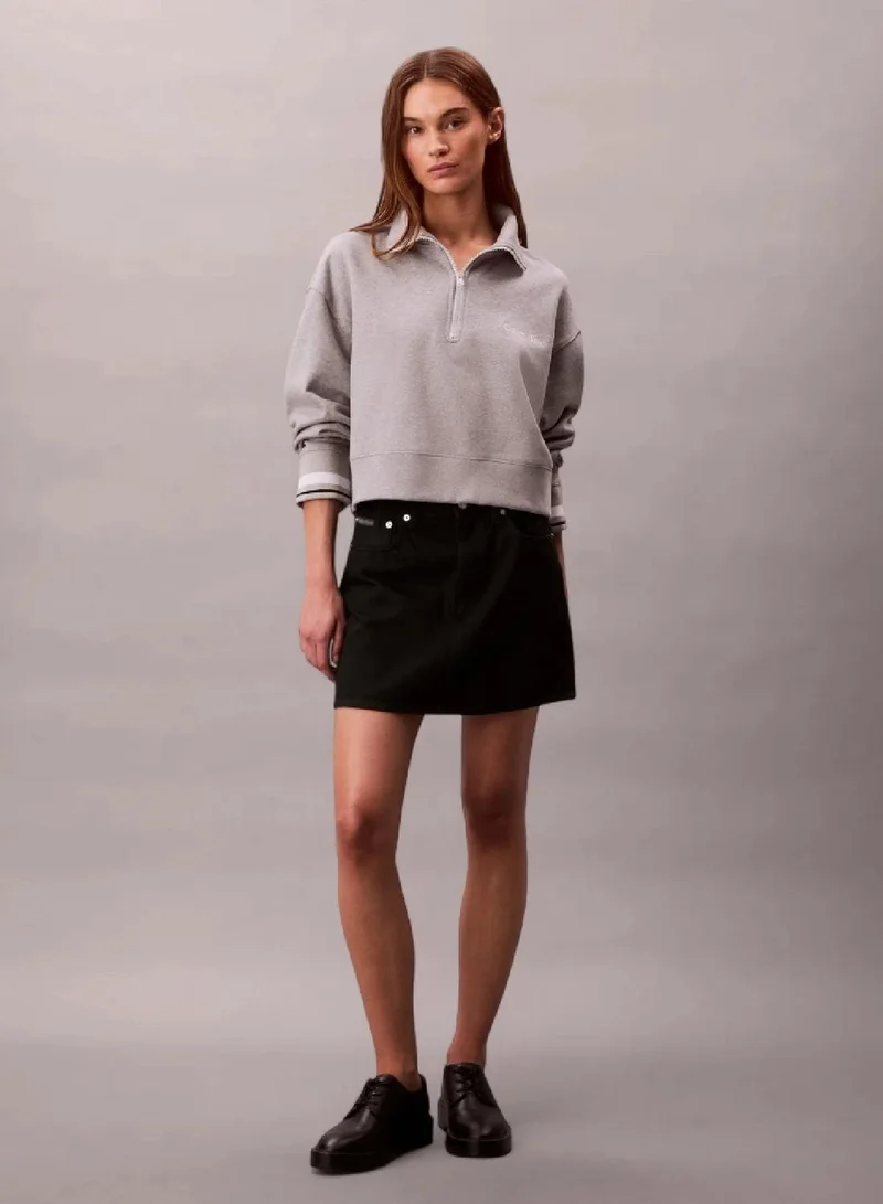 Calvin Klein B10 Grey Heather French Terry 1/4 Zip Sweatshirt for Women | Best Price UAE