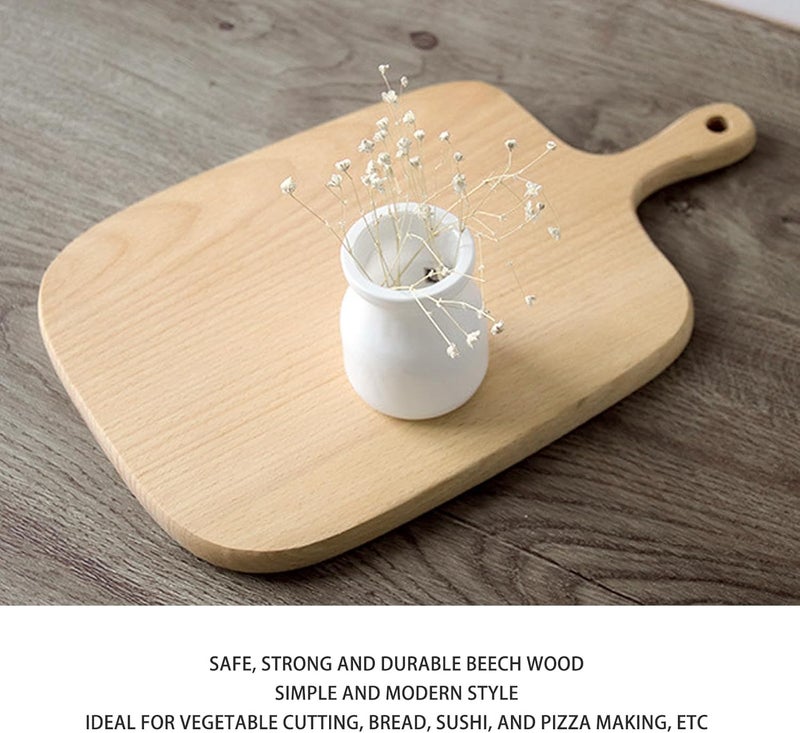 Wooden Cutting Board, Small Charcuterie Board, Small Cheese Board, Simple Multi Purpose Wooden Cutting Board for Kitchen, Party, Cafe Bar (Beechwood) (S) - Image 2