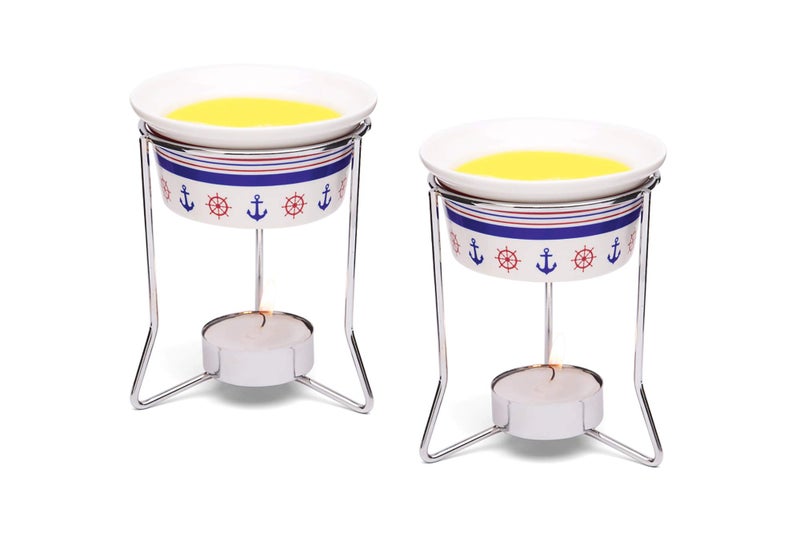 Fox Run Nantucket Seafood Ceramic Butter Warmers Nautical Design Set of 2 