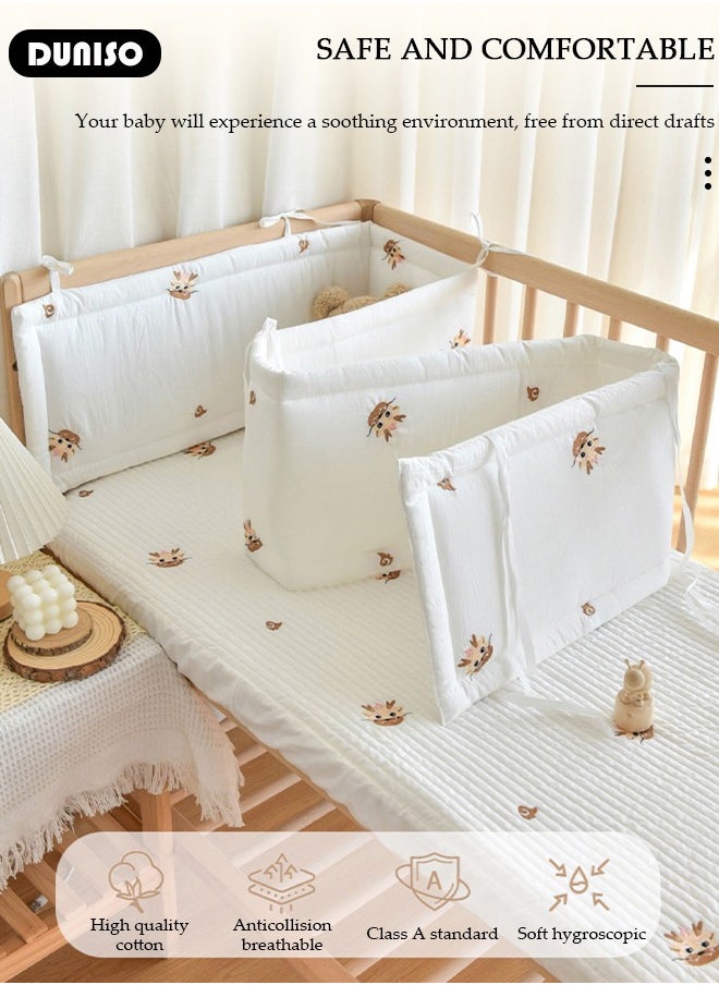 DUNISO Cot Bumper, Crib Bumper, Breathable Mesh Cot Liner, Crib Rail Cover, Baby Boys Girls Nursery Breathable Crib Bed Liner Bumper Baby Crib Rail Cover Protector Guard Padded Cot Rail Wrap for Side Front Rails  - Image 2