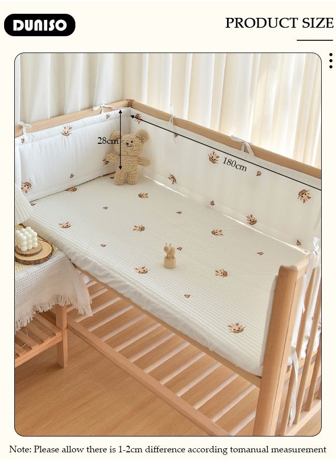 DUNISO Cot Bumper, Crib Bumper, Breathable Mesh Cot Liner, Crib Rail Cover, Baby Boys Girls Nursery Breathable Crib Bed Liner Bumper Baby Crib Rail Cover Protector Guard Padded Cot Rail Wrap for Side Front Rails  - Image 4