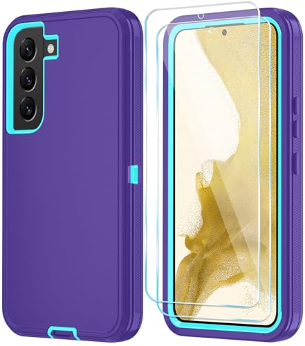ONOLA Phone Case for Samsung Galaxy S22 Case with HD Screen Protector, Heavy Duty Shockproof & Dropproof 3-Layer Cover Phone Case for Galaxy S22 6.1'',PurpleSkyblue - Image 1