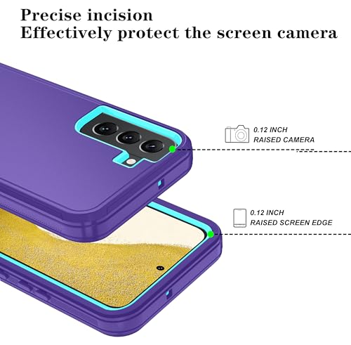 ONOLA Phone Case for Samsung Galaxy S22 Case with HD Screen Protector, Heavy Duty Shockproof & Dropproof 3-Layer Cover Phone Case for Galaxy S22 6.1'',PurpleSkyblue - Image 4