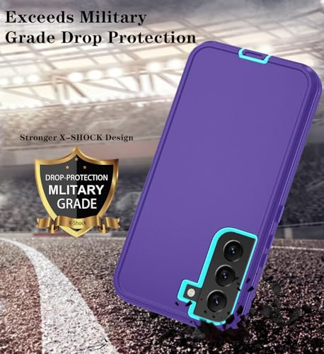 ONOLA Phone Case for Samsung Galaxy S22 Case with HD Screen Protector, Heavy Duty Shockproof & Dropproof 3-Layer Cover Phone Case for Galaxy S22 6.1'',PurpleSkyblue - Image 5