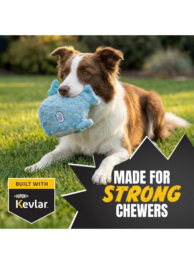 Bite Force Durable & Strong Dog Toy Blue Whale with Squeaker, Kevlar-Reinforced Seams for Aggressive chewers- Blue. - Image 2