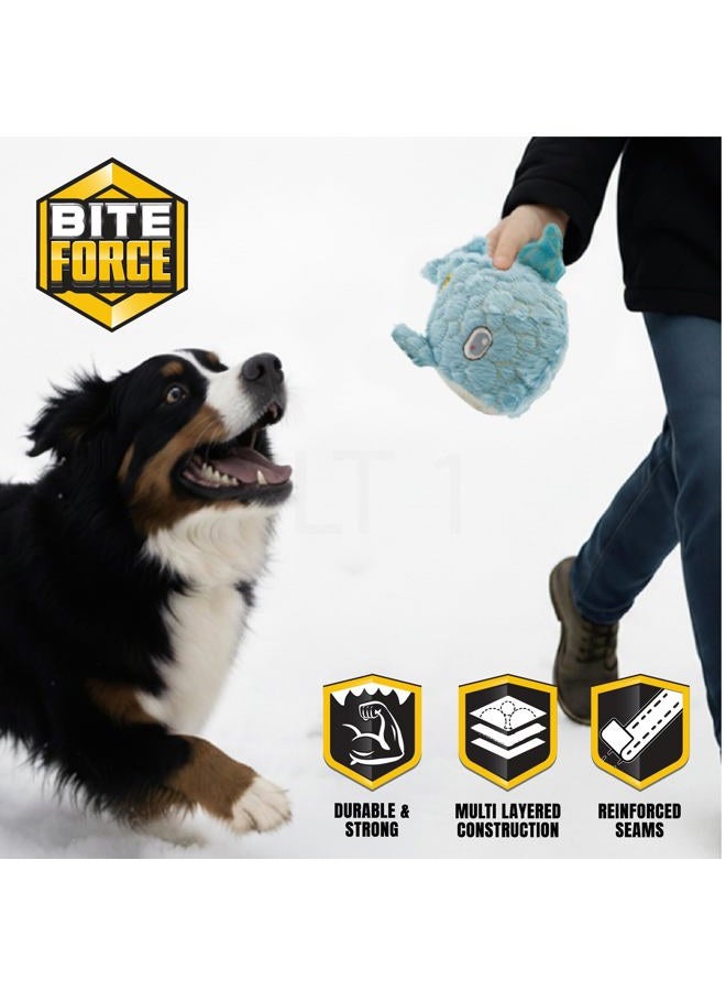 Bite Force Durable & Strong Dog Toy Blue Whale with Squeaker, Kevlar-Reinforced Seams for Aggressive chewers- Blue. - Image 3
