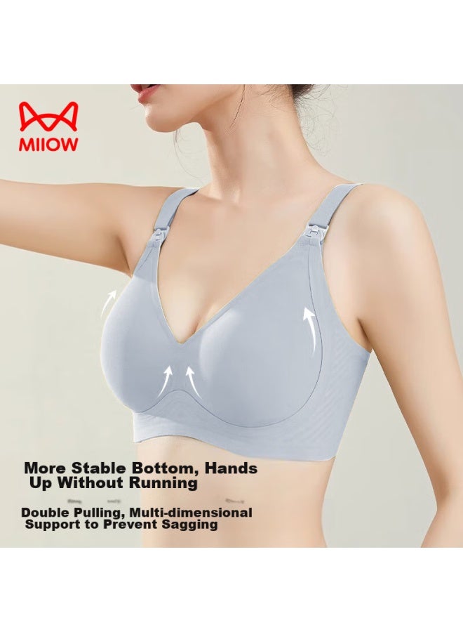 MIIOW Maoren Maternity Bra For Women, 5a Antibacterial Nursing Bra, Postpartum Breastfeeding Bra, Front-opening, Push-up, Blue, 75c - Image 2