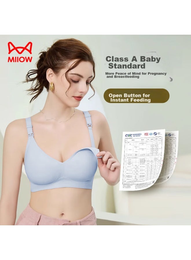 MIIOW Maoren Maternity Bra For Women, 5a Antibacterial Nursing Bra, Postpartum Breastfeeding Bra, Front-opening, Push-up, Blue, 75c - Image 3