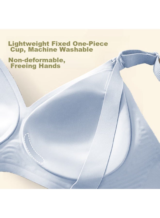 MIIOW Maoren Maternity Bra For Women, 5a Antibacterial Nursing Bra, Postpartum Breastfeeding Bra, Front-opening, Push-up, Blue, 75c - Image 5