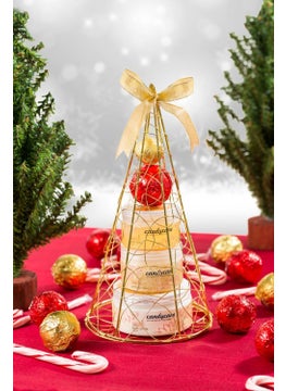 Freida and Joe Spa Bath  Body Gift Set Cy Cane Peppermint Fragrance Gold Tree Display Includes 2 Bath Bombs Body Lotion Shower Gel Bath Salt 