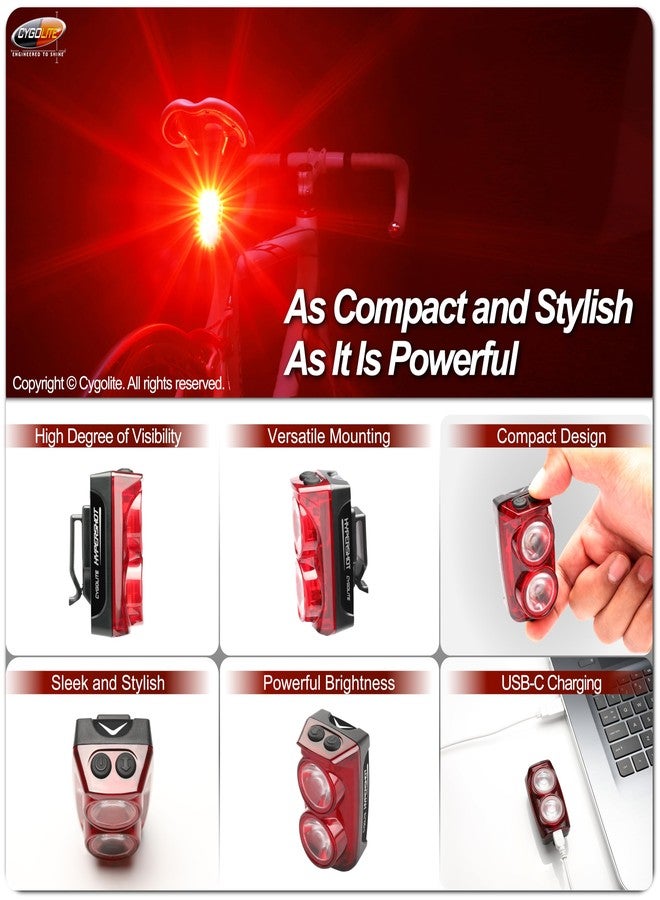 Cygolite Hypershot 380 Lumen Bicycle Taillight - 7 Night & Daytime Modes- User Adjustable Flash Speeds- Sleek and Compact Design- IP64 Water Resistant- USB-C Rechargeable-Great for Busy Roads - Image 5