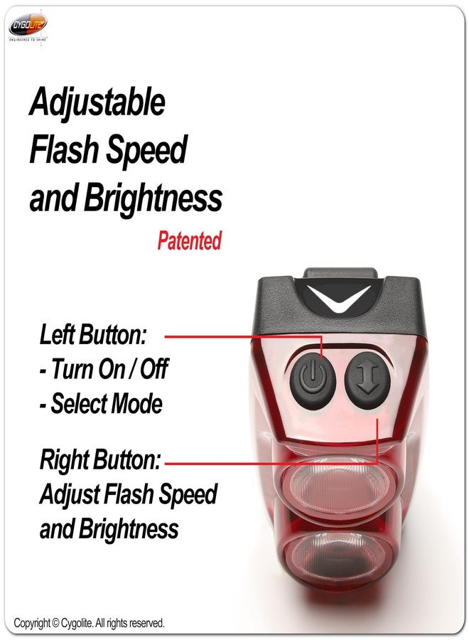Cygolite Hypershot 380 Lumen Bicycle Taillight - 7 Night & Daytime Modes- User Adjustable Flash Speeds- Sleek and Compact Design- IP64 Water Resistant- USB-C Rechargeable-Great for Busy Roads - Image 3