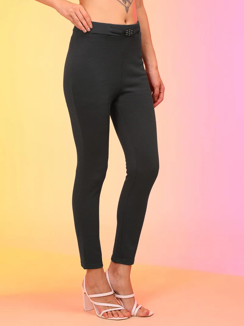 globus Women Grey Skinny Fit Treggings