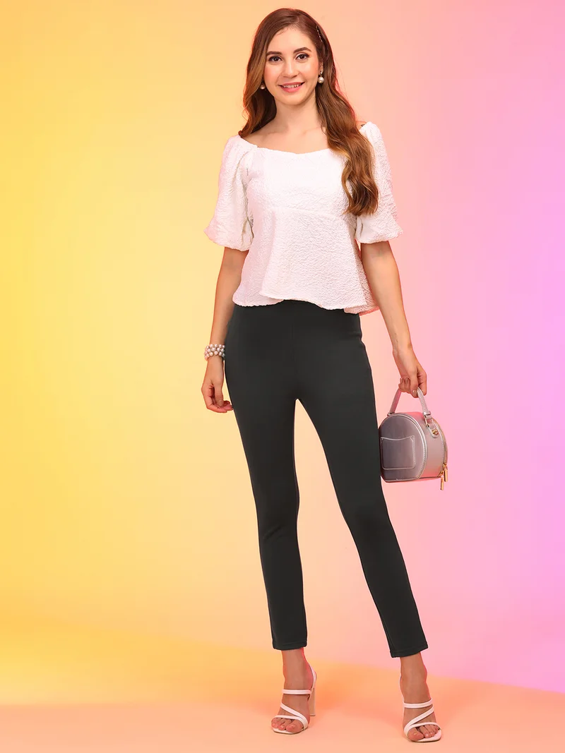globus Women Grey Skinny Fit Treggings