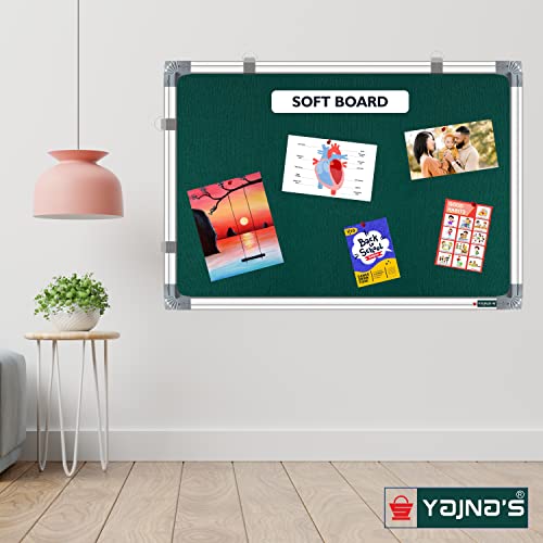 YAJNAS 2x1.5 Feet Premium Material Notice Pin-up Board/Pin-up Board/Soft Board/Bulletin Board/Pin-up Display Board for Office, School and Home. (Green, 59x41 CM (Pack of 1) - Image 4