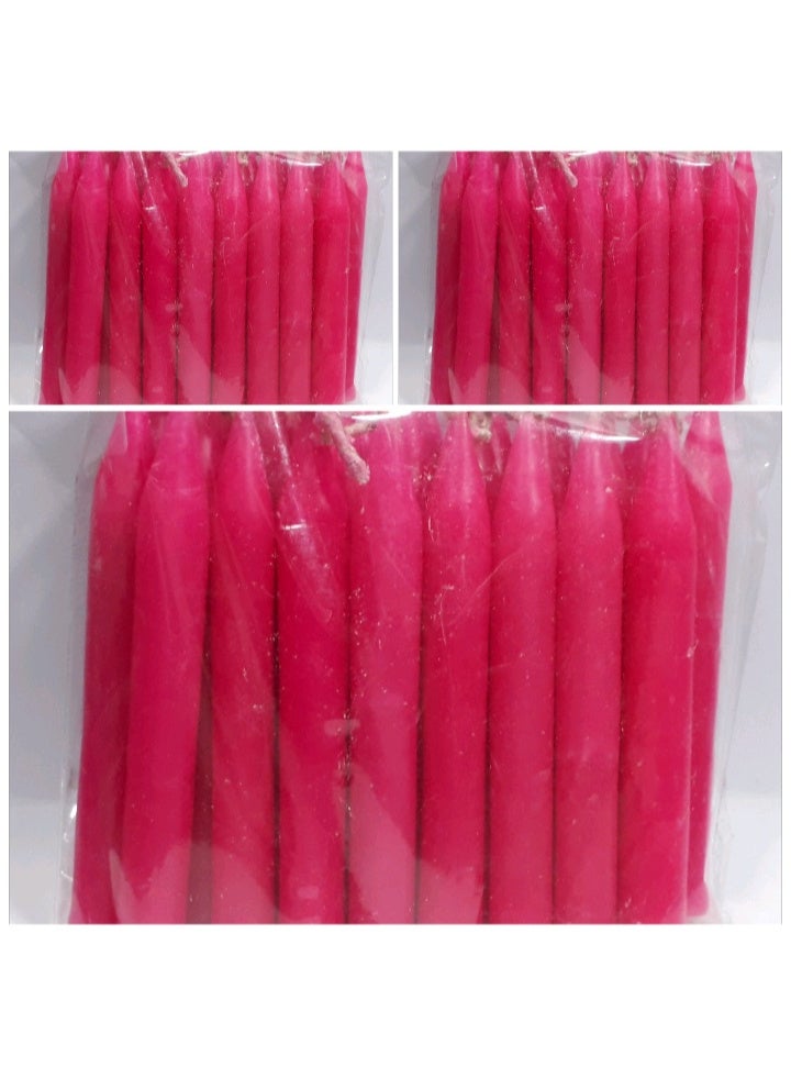 Lighting Candles – Fuchsia – Unscented – 9 cm length, 12 mm diameter – For birthdays, special occasions, and emergencies – Pack of 25 candles (Offer: 3 packs = 75 candles)