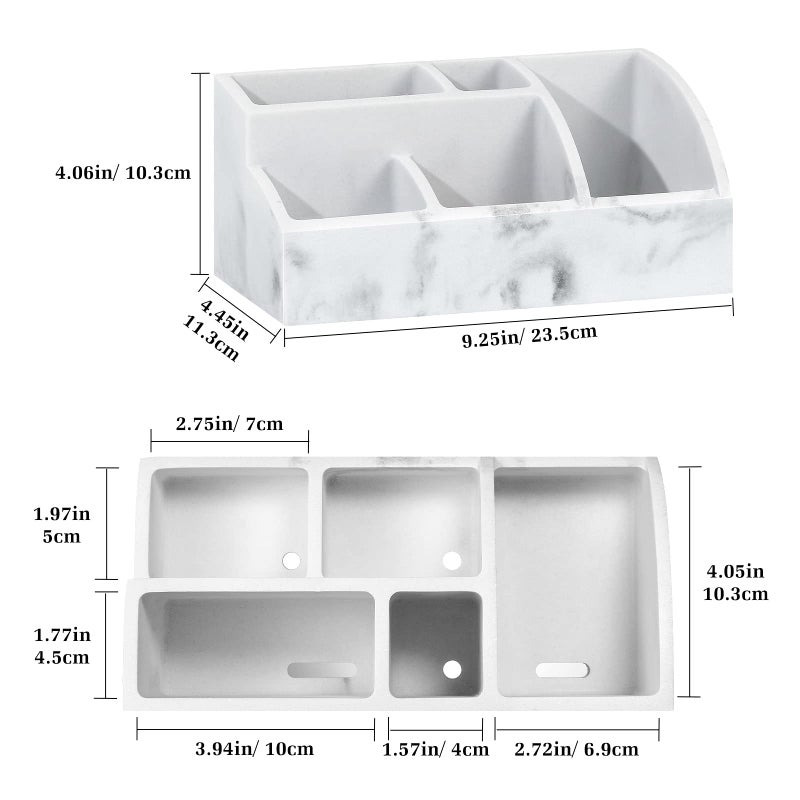 Luxspire Luxspire Bathroom Counter Organizer, Toothbrush Holder for Bathroom 5 Slot, Large Bathroom Countertop Organizer Storage Marble Bathroom Accessories for Toothbrush Toothpaste, Gravel White  - Image 5