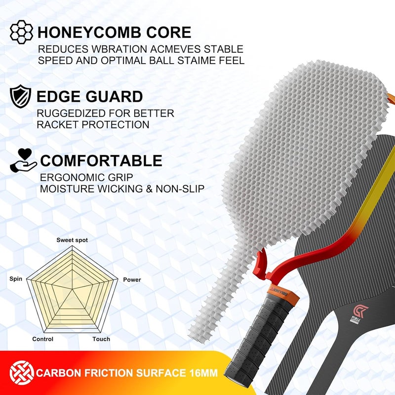 DGYGQ Carbon Fiber Pickleball Paddle with Polypropylene Honeycomb Core - Image 3