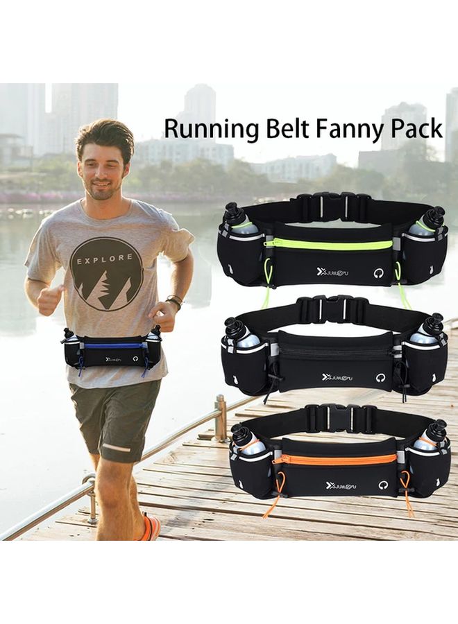 Orange Running Belt With 2 Water Bottles Adjustable Strap Reflective Sport Pouch - Image 1