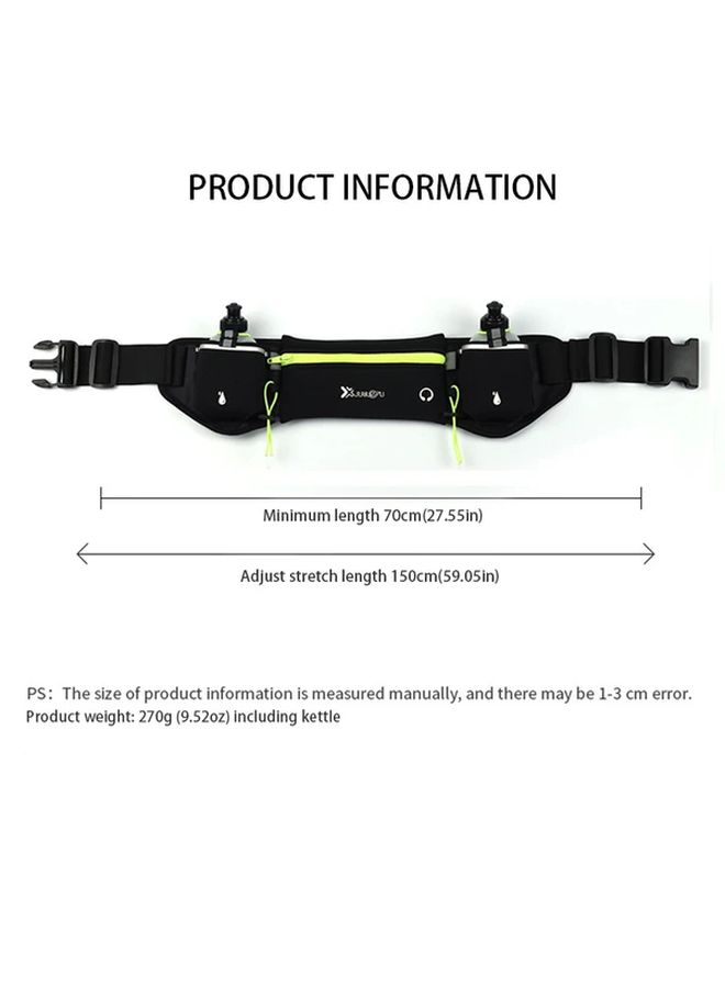 Orange Running Belt With 2 Water Bottles Adjustable Strap Reflective Sport Pouch - Image 2