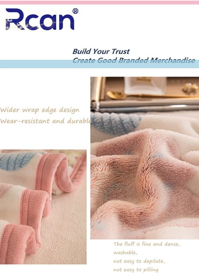 Rcan - Bedding Soft Cartoon Print Plush Blanket Double Layer Thick Warm Wool Reversible Throw Air Conditioned Rooms Sofa Blanket Multifunctional Suitable for Bed Sofa Office and Travel All Seasons 59*78.7 In - Image 1