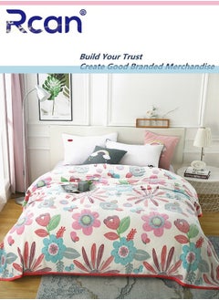 Bedding Soft Cartoon Print Plush Blanket Double Layer Thick Warm Wool Reversible Throw Air Conditioned Rooms Sofa Blanket Multifunctional Suitable for Bed Sofa Office and Travel All Seasons 59*78.7 In