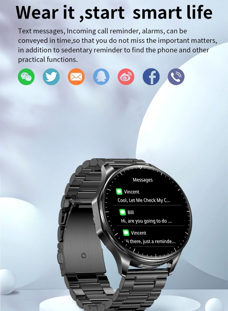 RollsTimi  Men's SmartWatch, 1.43-inch AMOLED Screen, TWS Organizer, IP67 Waterproof , Health Monitoring, Incoming Calling Reminder, 2 in 1 Smart Business Watch, T98 Steel Black - Image 5