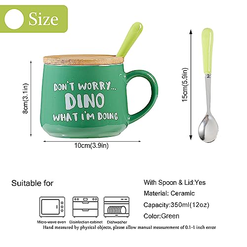BigNoseDeer Cute Dinosaur Mug Ceramic Coffee Mug with 3D Cartoon Dino Inside,Funny Mugs with lid Spoon,White Elephant Gifts for Adults,Gag Gifts for Women Animal Gift Cute Stuff Cool Stuff - Image 3