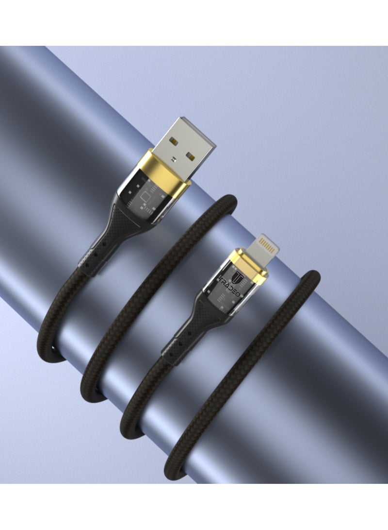 Tradeo 12-24V Transparent Fast Charger Data Cable 5V 3A Fast charging Length1m, OD- 3.5 mm Material Nylon Braided + Alu, Certificate -CE, Rohs, FCC chargers for iphone USB To Lightning Data Cable. - Image 2