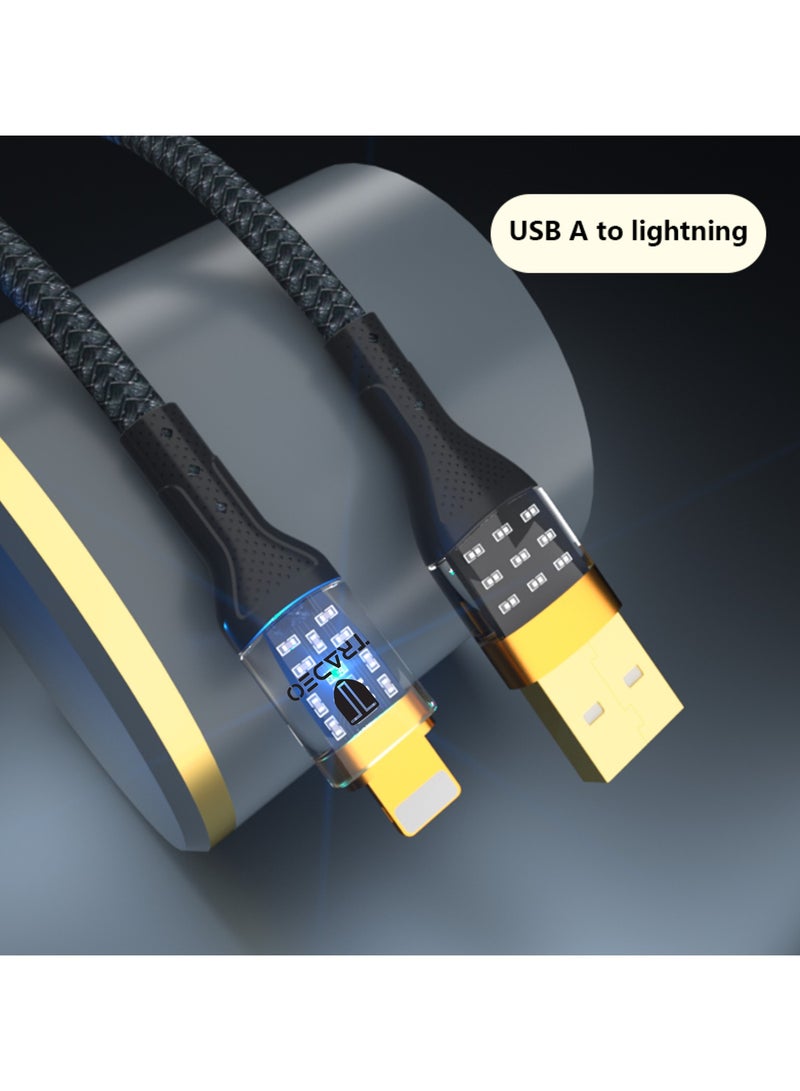 Tradeo 12-24V Transparent Fast Charger Data Cable 5V 3A Fast charging Length1m, OD- 3.5 mm Material Nylon Braided + Alu, Certificate -CE, Rohs, FCC chargers for iphone USB To Lightning Data Cable. - Image 4