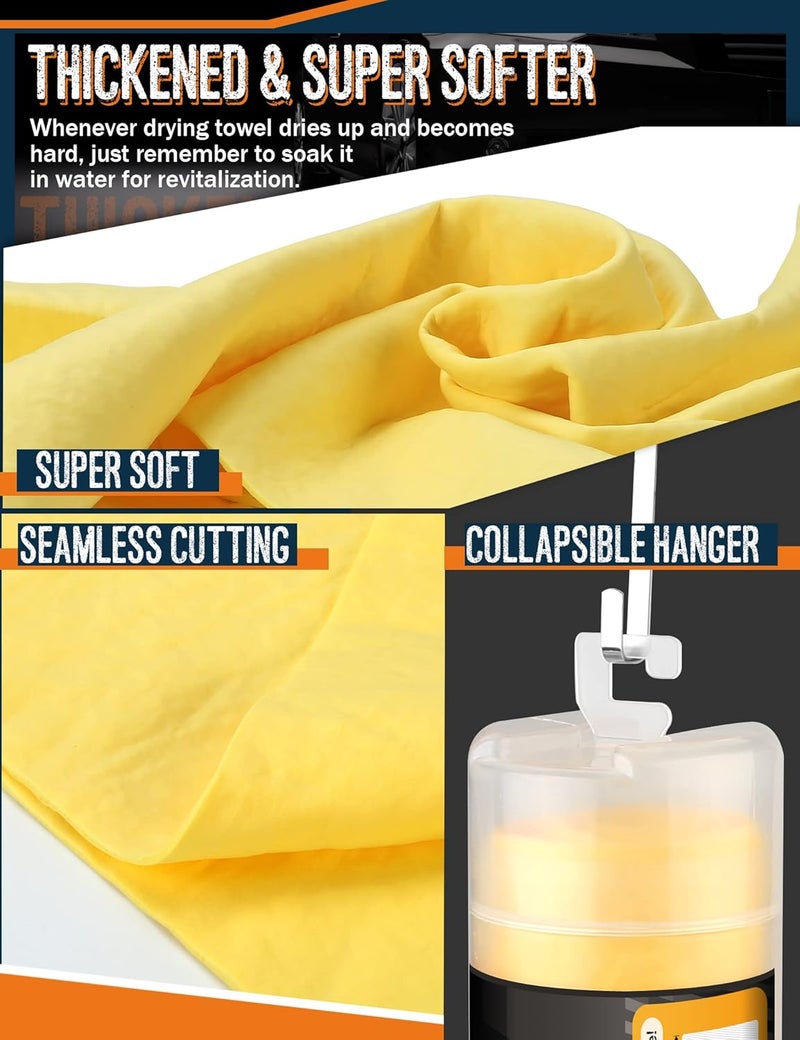 Idemeet Super Absorbent Shammy Towel for Car, Premium 26"x17" Large Car Drying Towel, Reusable Soft Car Wash Cloth, Chamois Cloth for Car, Dust Remove, Scratch/Spot/Streak Free, Yellow Upgraded general material - Image 2