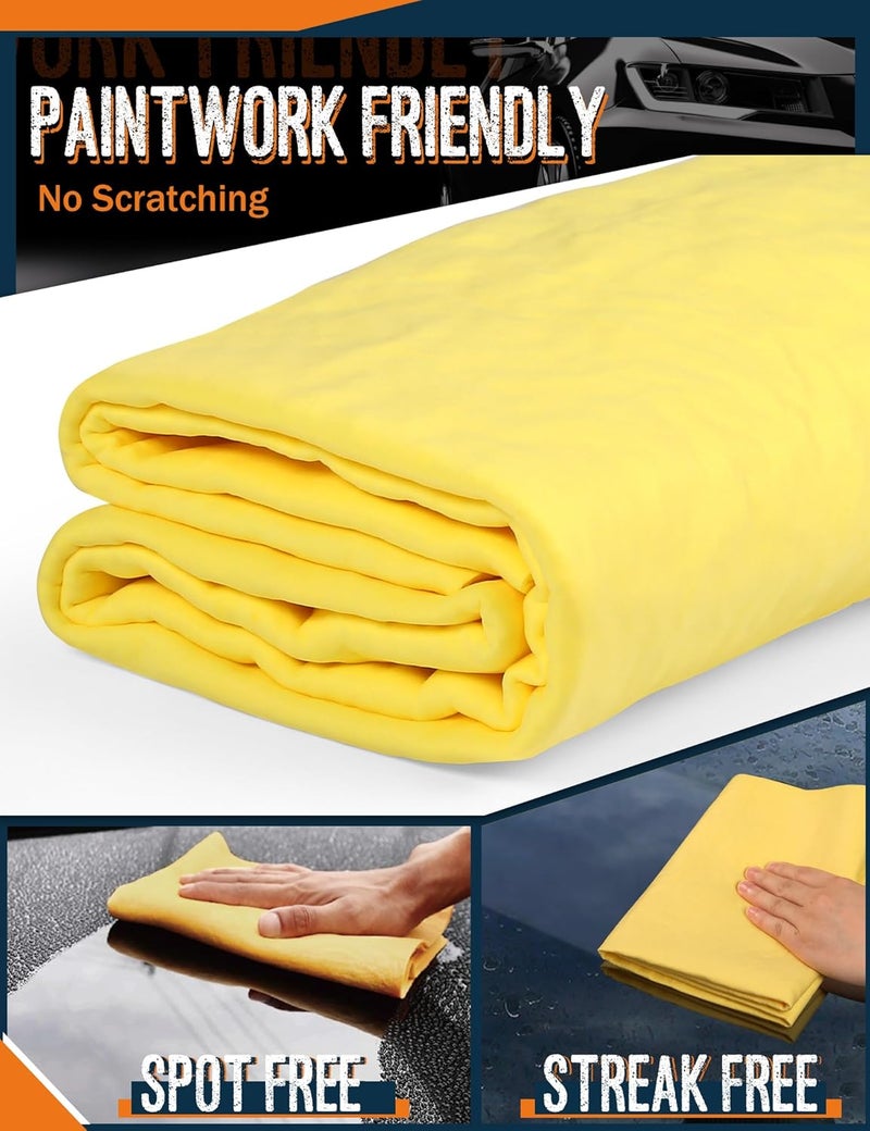 Idemeet Super Absorbent Shammy Towel for Car, Premium 26"x17" Large Car Drying Towel, Reusable Soft Car Wash Cloth, Chamois Cloth for Car, Dust Remove, Scratch/Spot/Streak Free, Yellow Upgraded general material - Image 5