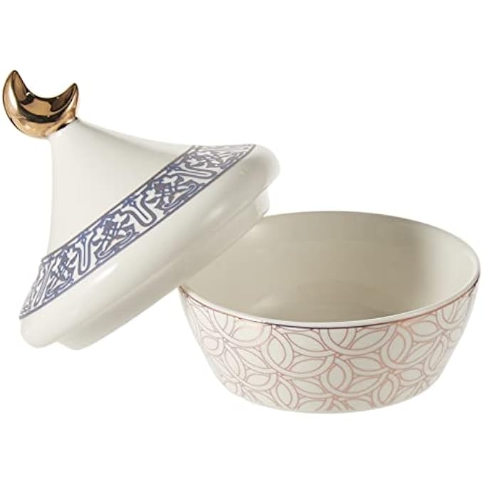 ريحني طقم قهوة عربية بورسلان كاهوة مع وعاء الدالة والتمر بغطاء، 16 قطعة مزينة برسومات ملونة متنوعة - Image 3