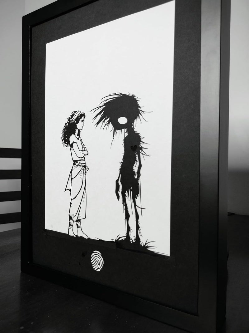 LightMask - Beyond Imagination LightMask Beyond Imagination Cute Blind Innocent Love 116x156 Inch LED Shadow Box Heartfelt Lightbox Art of a Boy Expressing Deep Love Illuminated Wall Art for Home Gift Decor - Image 4