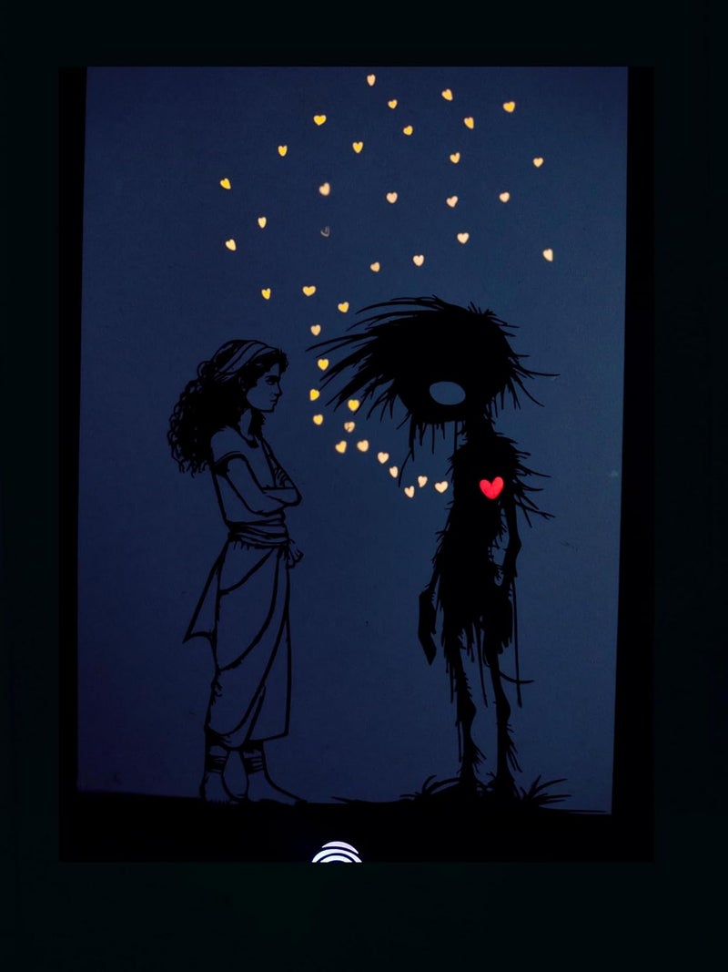 LightMask - Beyond Imagination LightMask Beyond Imagination Cute Blind Innocent Love 116x156 Inch LED Shadow Box Heartfelt Lightbox Art of a Boy Expressing Deep Love Illuminated Wall Art for Home Gift Decor - Image 1