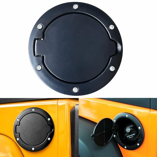 Aukmak Fuel Filler Door Cover Gas Fuel Tank Cap Cover Black for 2007-2017 Jeep Wrangler JK & Unlimited 4-Door 2-Door - Image 1