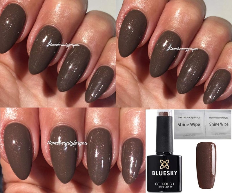 Bluesky Gel NAIL Polish MOCHA BROWN SHIMMER Nail A14 UV LED Soak Off 10mlRequires drying under LEDUV Lamp