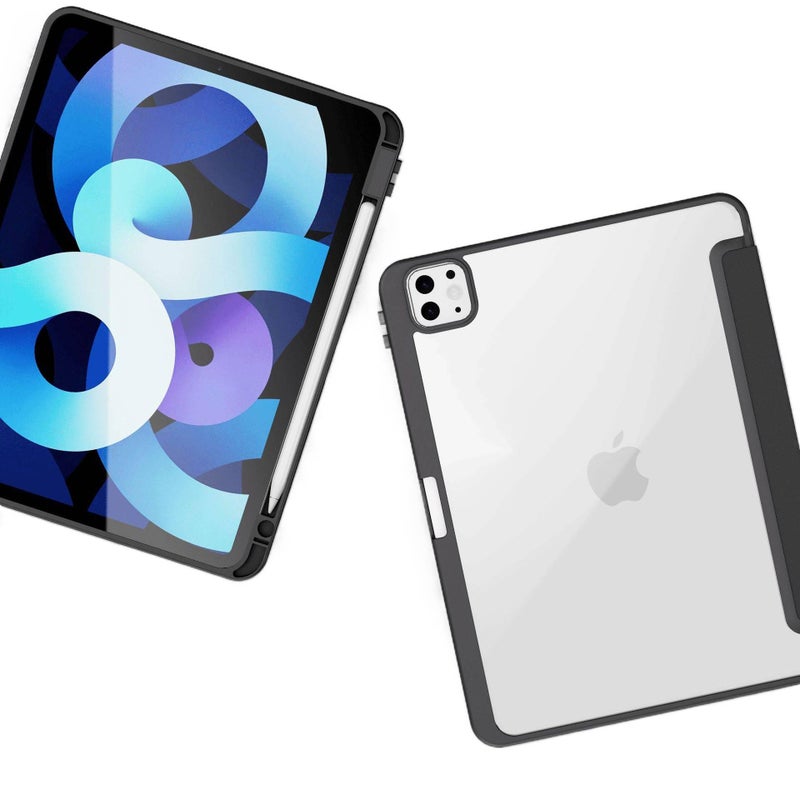 DGG حافظة آيباد شفافة بظهر واضح لجهاز iPad 9.7 مع حامل قلم باللون أسود بظهر شفاف باللون الأسود - Image 5