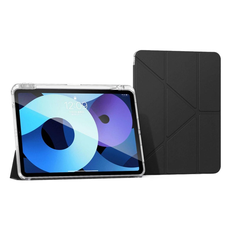 DGG حافظة آيباد شفافة بظهر واضح لجهاز iPad 9.7 مع حامل قلم باللون أسود بظهر شفاف باللون الأسود - Image 1