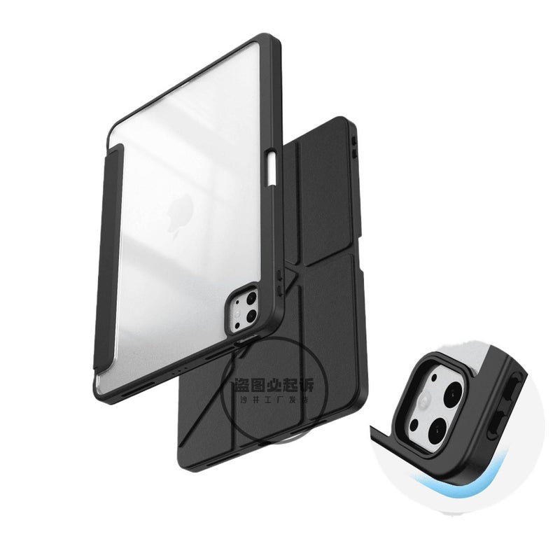 DGG حافظة آيباد شفافة بظهر واضح لجهاز iPad 9.7 مع حامل قلم باللون أسود بظهر شفاف باللون الأسود - Image 2