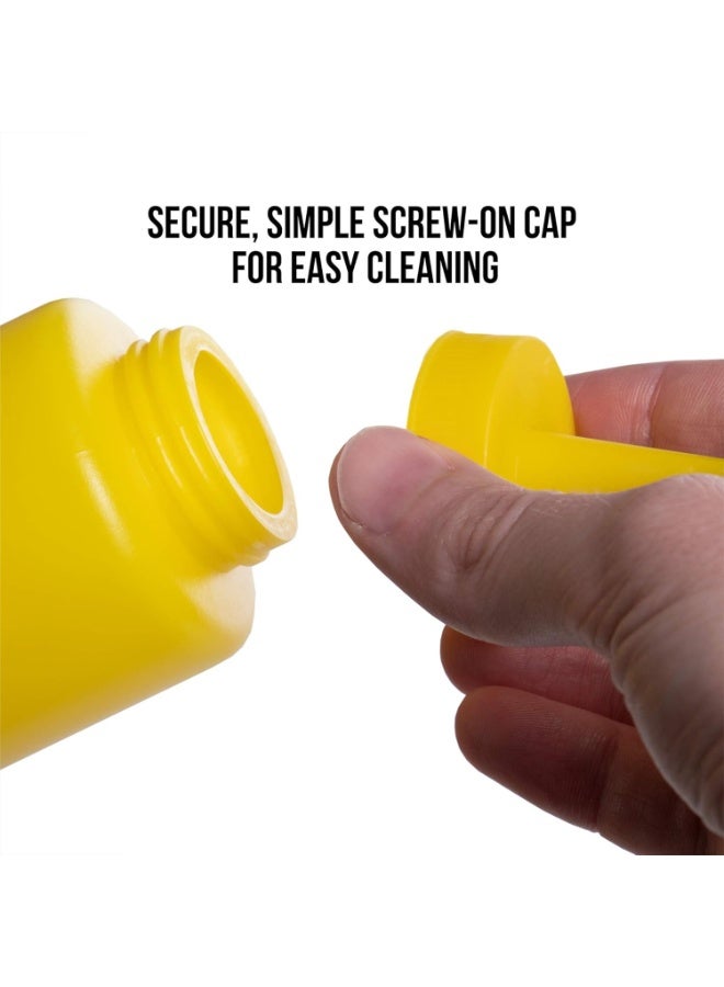 هابي هوم عبوة من 6 قطع كاتشب ومسطردة فارغة مصنوعة من البلاستيك - قابلة لاعادة الملئ - سهلة الاستخدام مناسبة للمطبخ ولوازم المطعم وشاحنات تقديم الطعام صلصة الشواء، الحرف اليدوية 450 مل (أصفر) - Image 2