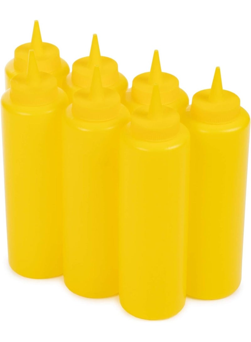 هابي هوم عبوة من 6 قطع كاتشب ومسطردة فارغة مصنوعة من البلاستيك - قابلة لاعادة الملئ - سهلة الاستخدام مناسبة للمطبخ ولوازم المطعم وشاحنات تقديم الطعام صلصة الشواء، الحرف اليدوية 450 مل (أصفر) - Image 4